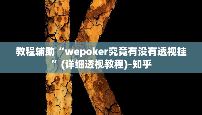 教程辅助“wepoker究竟有没有透视挂”(详细透视教程)-知乎