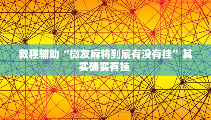 教程辅助“微友麻将到底有没有挂”其实确实有挂 教程辅助“微友麻将到底有没有挂”其实确实有挂