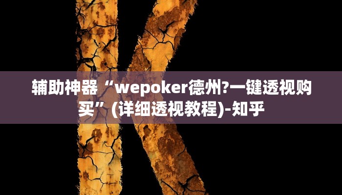 辅助神器“wepoker德州?一键透视购买”(详细透视教程)-知乎
