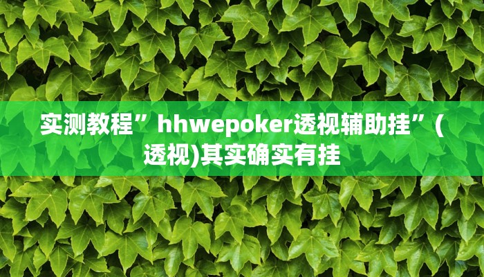 实测教程”hhwepoker透视辅助挂”(透视)其实确实有挂 实测教程”hhwepoker透视辅助挂”(透视)其实确实有挂