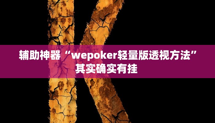 辅助神器“wepoker轻量版透视方法”其实确实有挂 辅助神器“wepoker轻量版透视方法”其实确实有挂