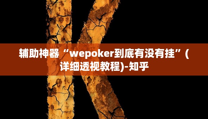 辅助神器“wepoker到底有没有挂”(详细透视教程)-知乎